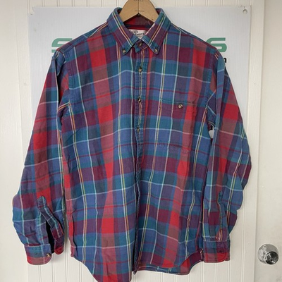 #ad Vintage Sears Roebuck amp; Co Shirt Mens Medium Blue Red Flannel Colorful Indie 90s $19.88