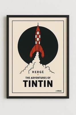 TinTin Rocket Art Print, Retro Hergé Poster