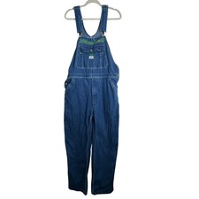 Liberty Denim Bib Overalls 36x32 Green Zipper Pocket Workwear
