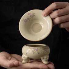 Ru Forno Tè Cinese Infusore Ceramica Apertura Colino Teiera Fiori di Pesca Zen
