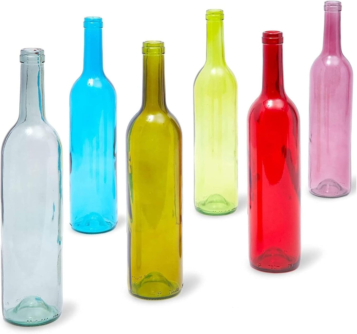 6 Pack Decorative Colored Wine Bottles for Home Decor, 750Ml Empty Glass Contain