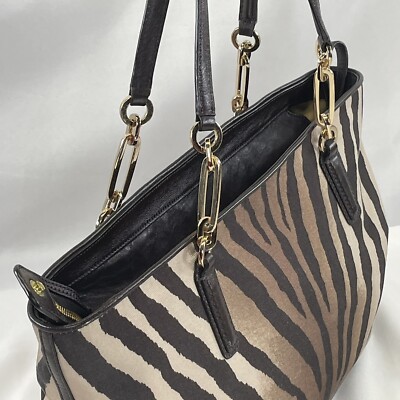 Coach Bag Purse G1369-26881 Zebra Print Striped Madison East West