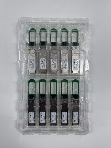 Tray of x10 Intel SPTSLP2SLCFD Transceiver Modules