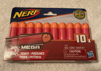 Official Nerf 10 Pack Foam Mega Power Dart Refill Guns Toys Soft New Sealed 