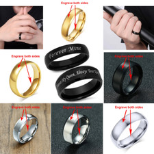 Personalized Ring, Men Women Stainless Steel Wedding Ring, Custom Free Engraving