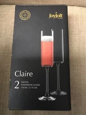 JoyJolt Claire European Crystal Champagne Flutes Glasses 5.7 Oz Set of 2 NEW