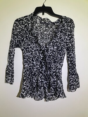 Notations Women Blouse 1x Black And White