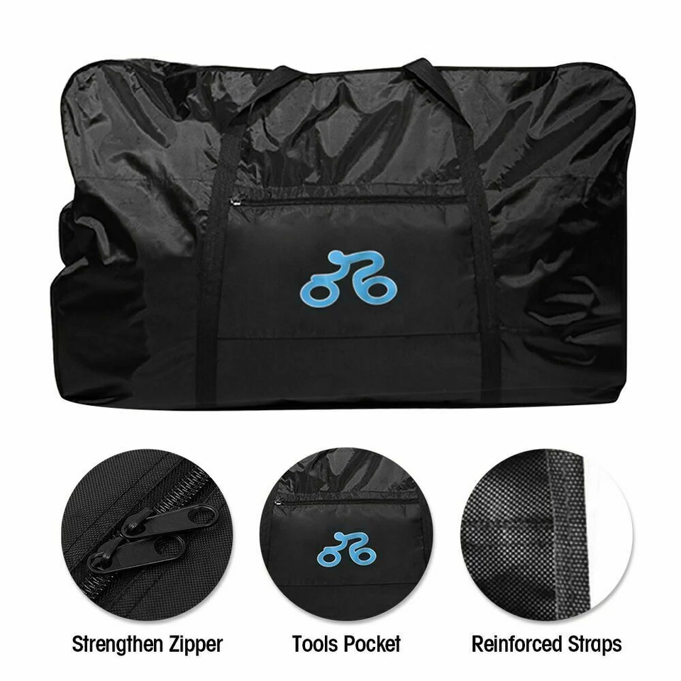 26-29"Bike Travel Bag Transport Case Luggage Carry Folding Bicycle Storage Black - Image 3 of 4