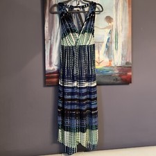 Ramy Brook XS-S Revolve Ella Dress VNeck Midi Sleeveless Blue Multicolor BohoEUC