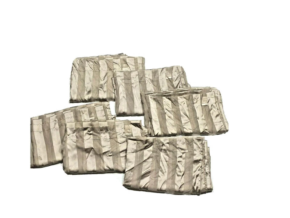 6 Set Better Homes & Gardens Taupe Luxury Curtains Panels Drapes Brown Stripe - Image 2 of 4