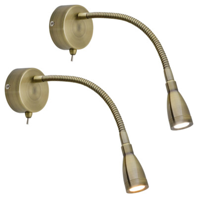 LED Bedside Reading Light Wall Mounted Switched Flexible Arm