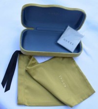 Gucci Sunglasses Case, Medium Yellow Velvet Hard Clamshell,Satin Bag,Cloth