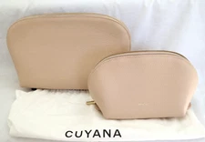 CUYANA Blush Pebbled Leather Two Piece Travel Cosmetic Case Set Pre-owned