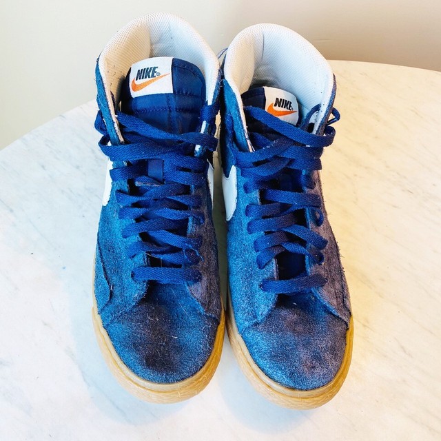 blue suede nike high tops