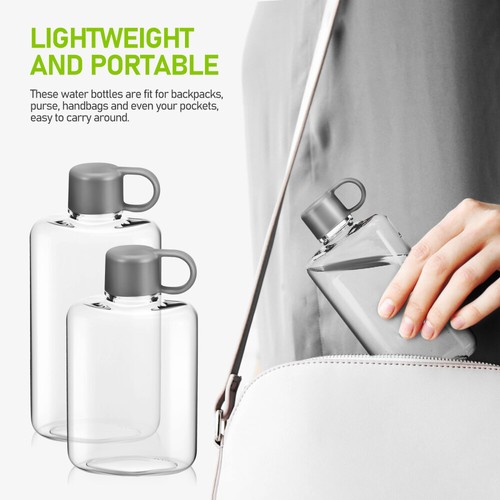 2 Pcs Portable Flat Kettle Student Fitness Drinking Water Bottles - Picture 4 of 11