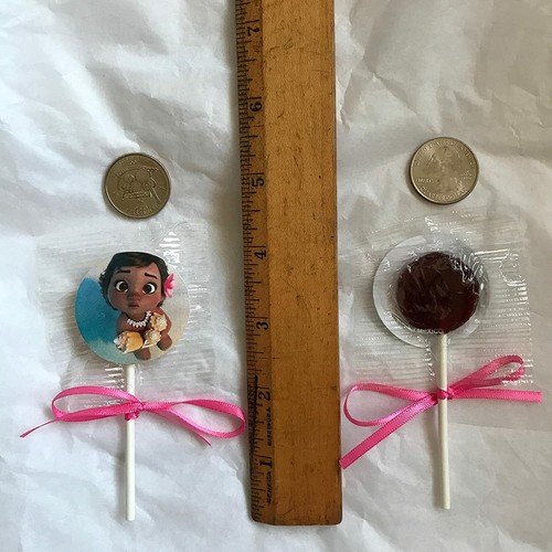 Baby Moana Party Favors Supplies Decor Movie Lollipops w/ Hot Pink Ribbon - 12 - Picture 3 of 6