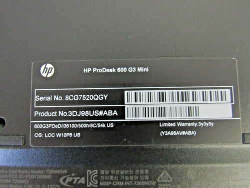 HP ProDesk 800 G3 Mini i3-6100T 8GB DDR4 500GB 6Gbps HDD Win 10 Pro w/ AC 58-3 - Afbeelding 8 van 8