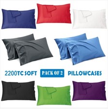TwinPack 2 PCS 2000TC Ultra-Soft Pillow cases Standard Size Pillow Bed Polyster