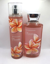 BATH AND BODY WORKS PLUMERIA BODY MIST WASH 8 FL 10 OZ SET OF 2