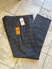 NWT STEVEN LAND Men's Multi Color Plaid Pants  Flat Front Size 48