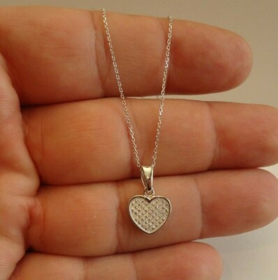 HERZ BAUMELNDER HALSKETTE ANHÄNGER / 925 STERLING SILBER / 18'' 