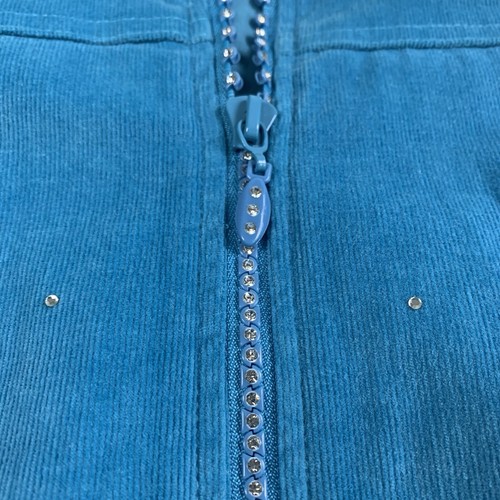Quacker Factory Large Cord hellblau Reißverschluss Jacke Strass & Nieten Glitzer - Bild 8 von 13