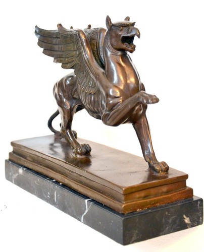 Handgefertigt Bronze Greif von Branitz -Fabelwesen Bronze Figur auf Marmorplatte - Bild 4 von 12
