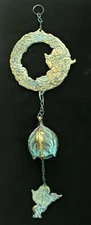 ANGEL~WREATH~FLOWER BUD~Design~VERDIGRIS FINISH~Brass~WIND CHIME~19.5"~Embossed