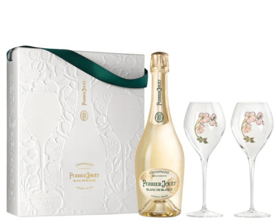 Perrier Jouet Blanc de Blancs Champagner Geschenkset 2 Gläser - 0,75 L / 12%Vol