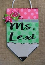 Personalize TEACHER PENCIL SIGN Name Plaque School Class Classroom Wall Hanger