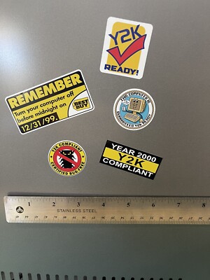 5) Year 2000 Y2K Compliant Remember Computer Bug Sticker