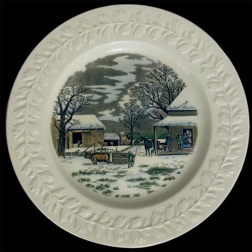 Antique N. Currier Home To Thanksgiving Adams England Decorative Dinner Plate