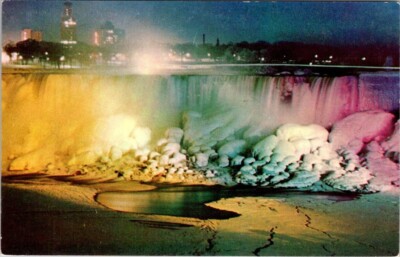 American Falls Illuminated Niagara Falls NY Vintage Chrome Postcard Unposted A85
