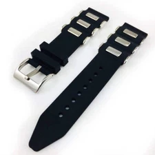 Black Rubber Silicone Bullets Style Replacement Watch Band Strap SS Buckle #4059