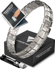 Vigor Wave  Magnetic Therapy TITANIUM Bracelet for Men, Titanium OPEN BOX 