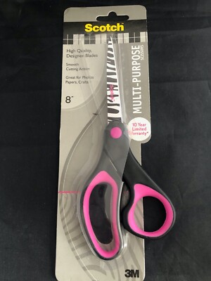 Scotch 8-Inch Multi-Purpose Scissors Zebra Print pink Designer Blades