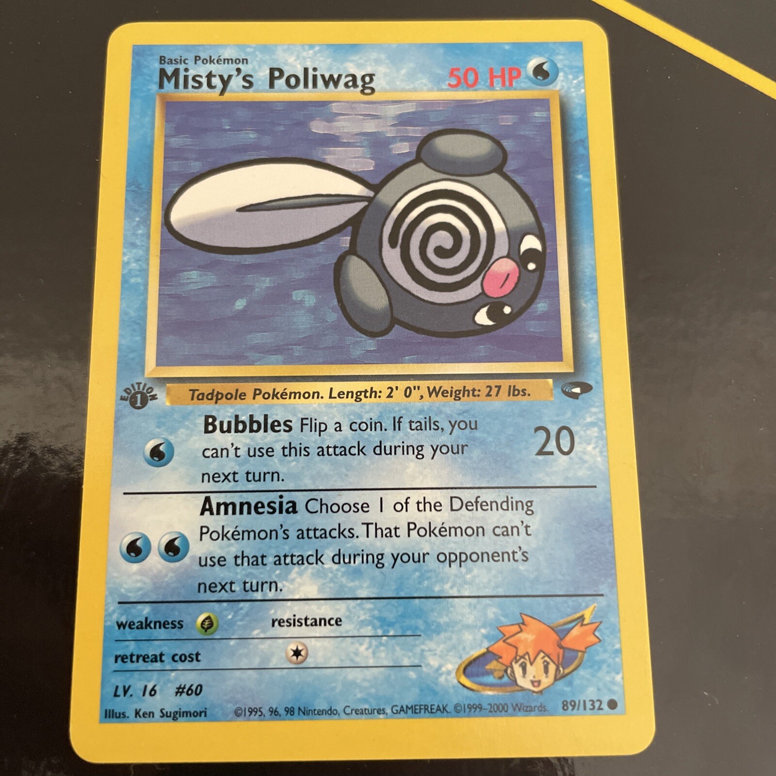 POKEMON 1ST EDITION GYM CHALLENGE COMMON MISTYS POLIWAG 89/132 NM