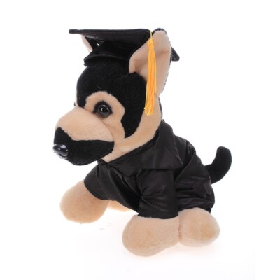 Plushland German Shephard Personalized Stuffed Animal Toys for Graduation Day