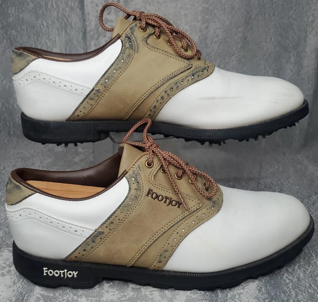 Men's Size 10.5 FootJoy GreenJoys Saddle Golf Shoes 45446 Golf White