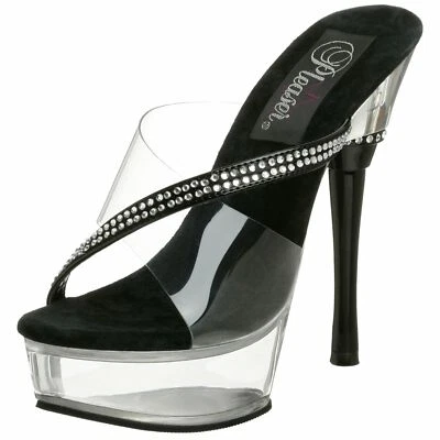Pleaser Allure-603 Sexy Platform Sandales strass Transparent NEUF T - Photo 1/2