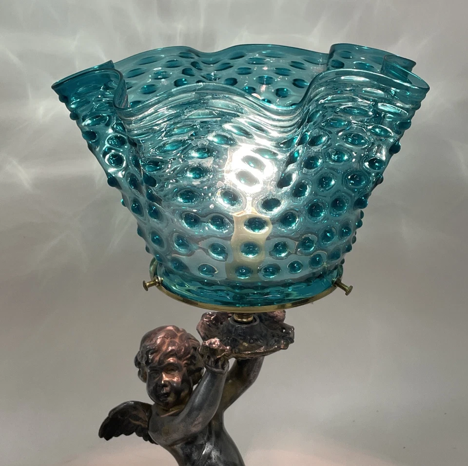 Lámpara de gas querubín ángel victoriano convertida a eléctrica Foto 3 de 4