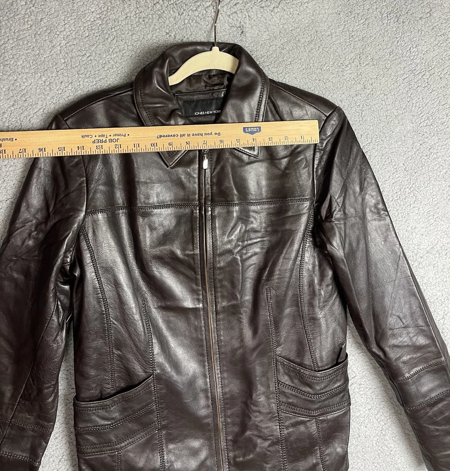 Chaqueta Jones New York Mujer Marrón Cuero Genuino Talla Mediana-Cuero Suave Foto 4 de 4