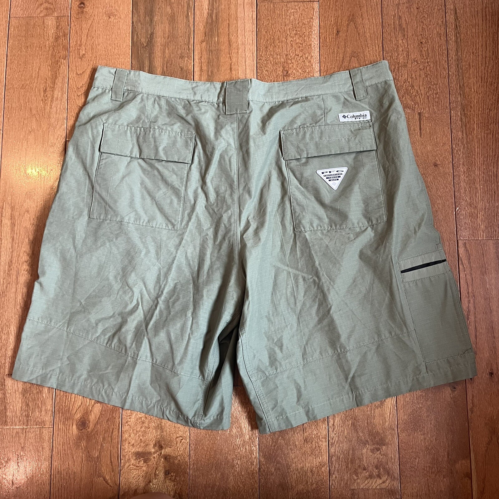 Mens Columbia PFG Fishing Cargo Shorts Green Cotton N… Gem