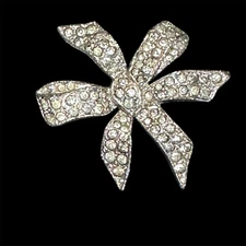 Vintage Alfred Philippe Trifari Brooch - Rhinestone Bow KTF Krussman Fishel 1.5"