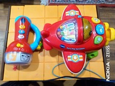 2x VTECH BABY TOYS LOT Pull & Pop AEROPLANE Airplane+ Spin & Learn Colours TORCH