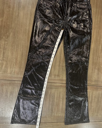 Gap Black Mid Rise Vegan Patent Leather Baby Boot Pants Women’s Size 27/4 Short - Picture 8 of 13