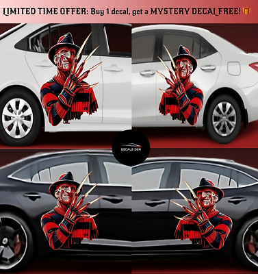 Freddy Krueger Halloween Decal - Large Vinyl Decal Car Side Graphic Decal