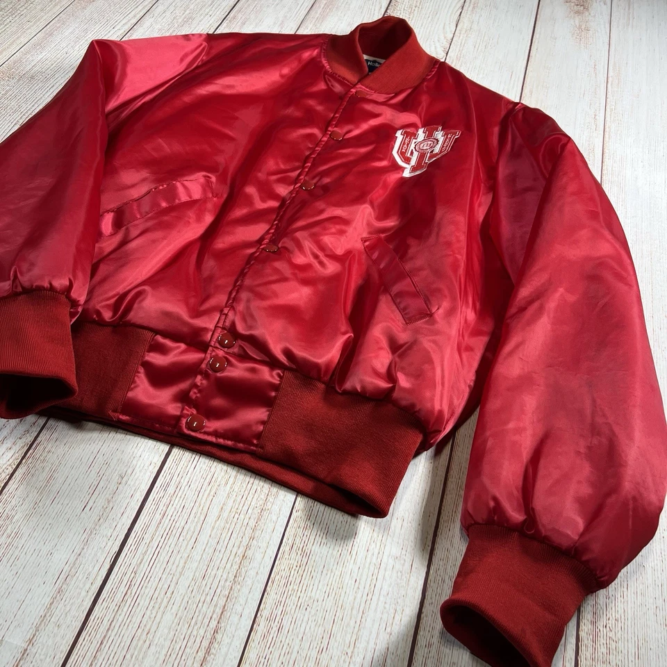 Vintage 80s Indiana Hoosiers Red Satin Varsity Bomber Jacket Adult Large IU - Image 3 of 4