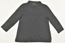 LOFT Black White Striped Mock Neck Long Sleeve Wool Blend Sweater Size S