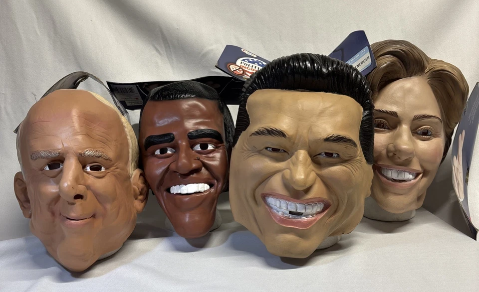 VTG Political Halloween Pull On Face Mask NOS Clinton Obama McCain Schwarzenegge - Image 4 of 4